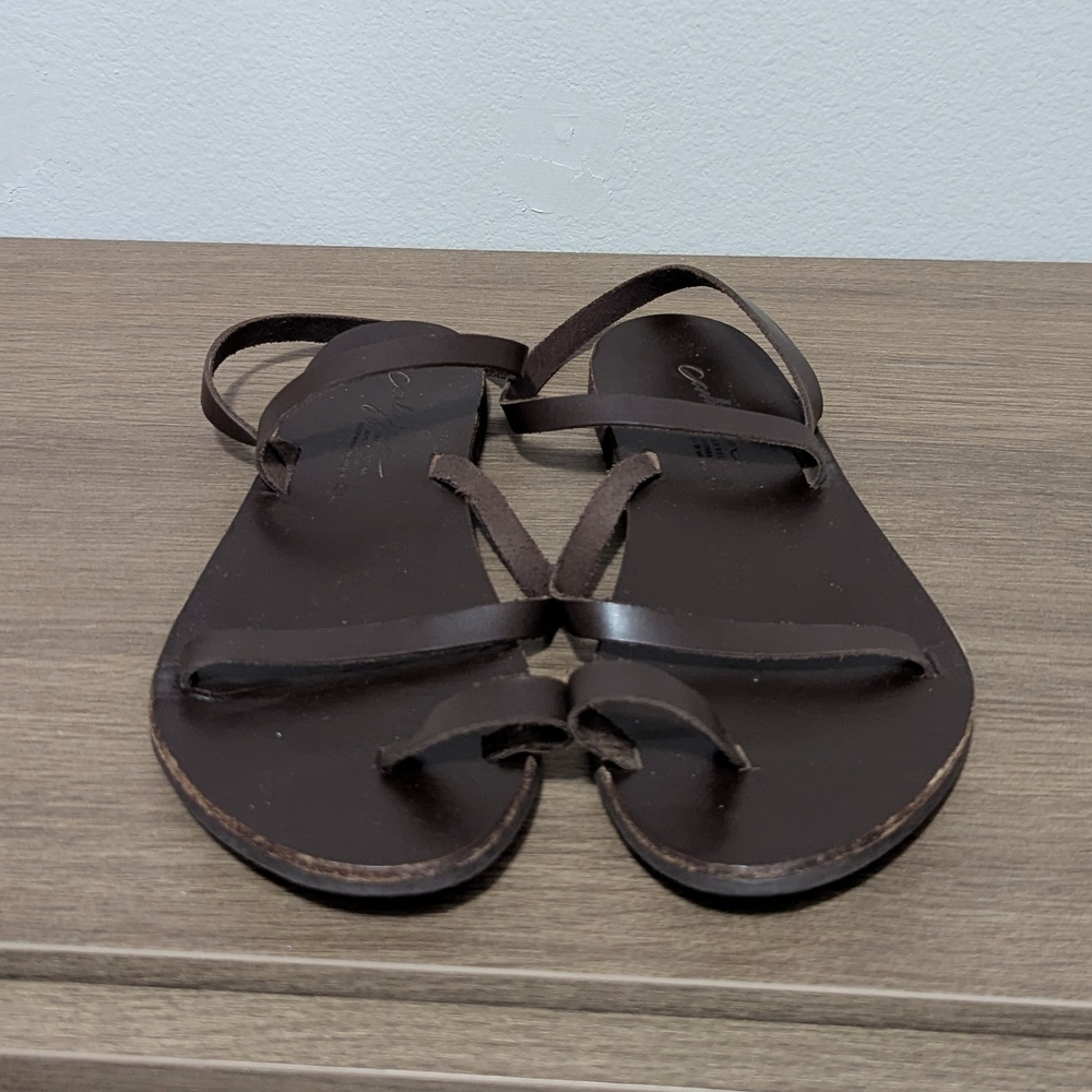 Carly Jean Los Angeles Dark Brown Leather Strappy Sandal